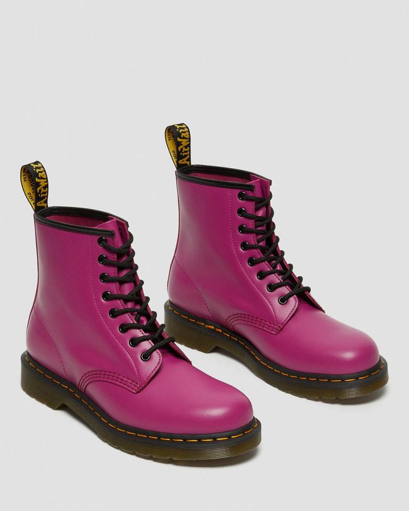 Men's Dr Martens 1460 Smooth Leather Lace Up Boots Pink | AU 532QMA